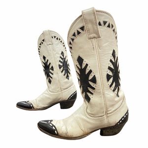 Vintage Justin Womens Cowboy Western Inlay Boots Wingtip